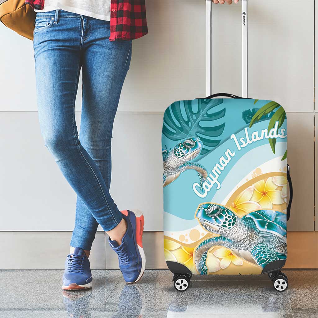 Cayman Islands Luggage Cover Sea Turtle Plumeria Tropical Vibes
