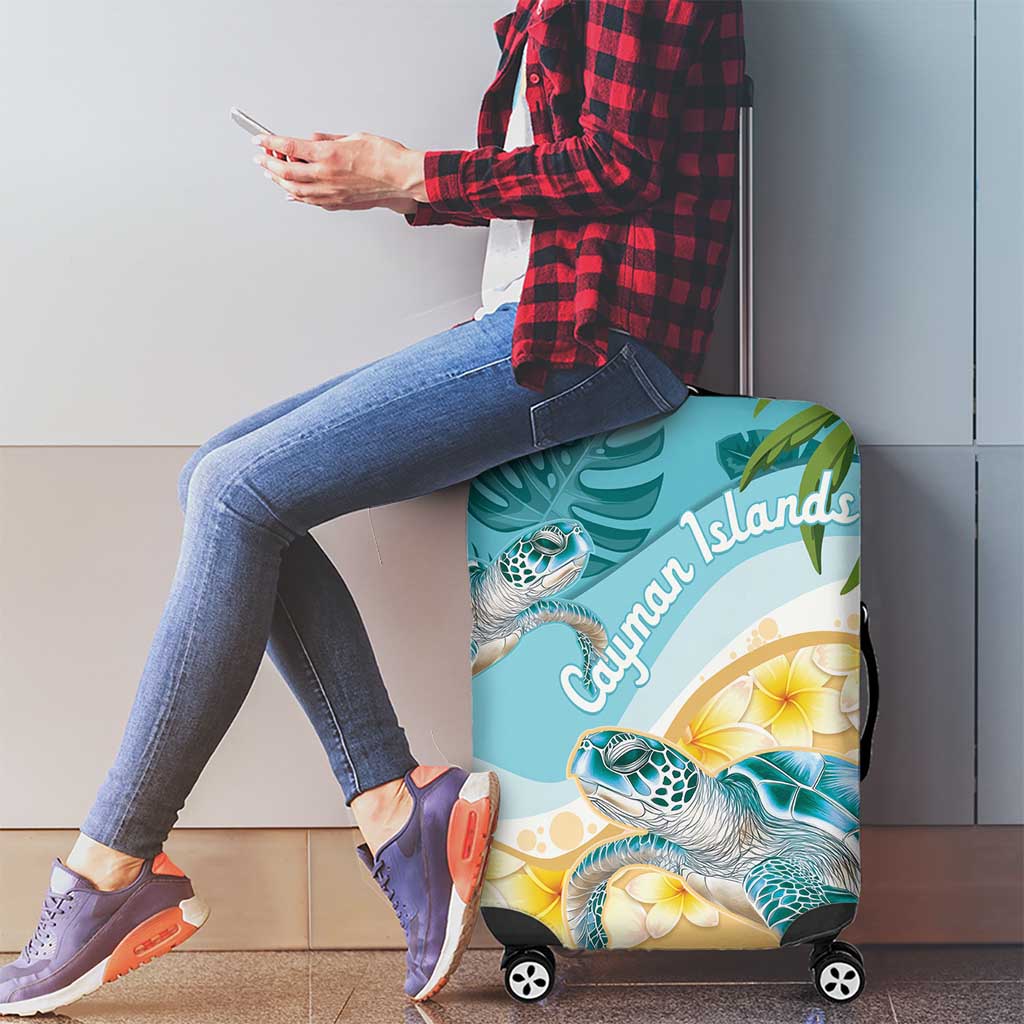 Cayman Islands Luggage Cover Sea Turtle Plumeria Tropical Vibes
