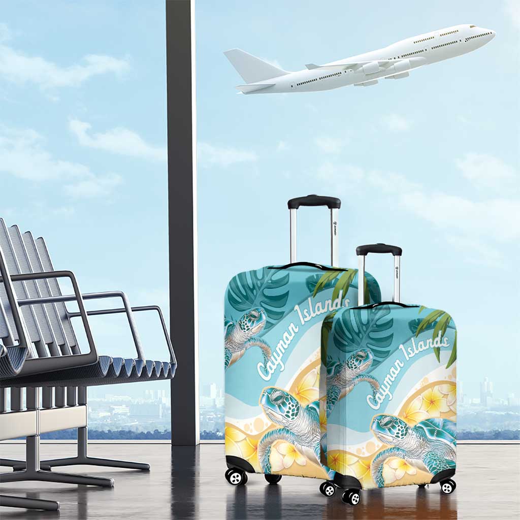 Cayman Islands Luggage Cover Sea Turtle Plumeria Tropical Vibes