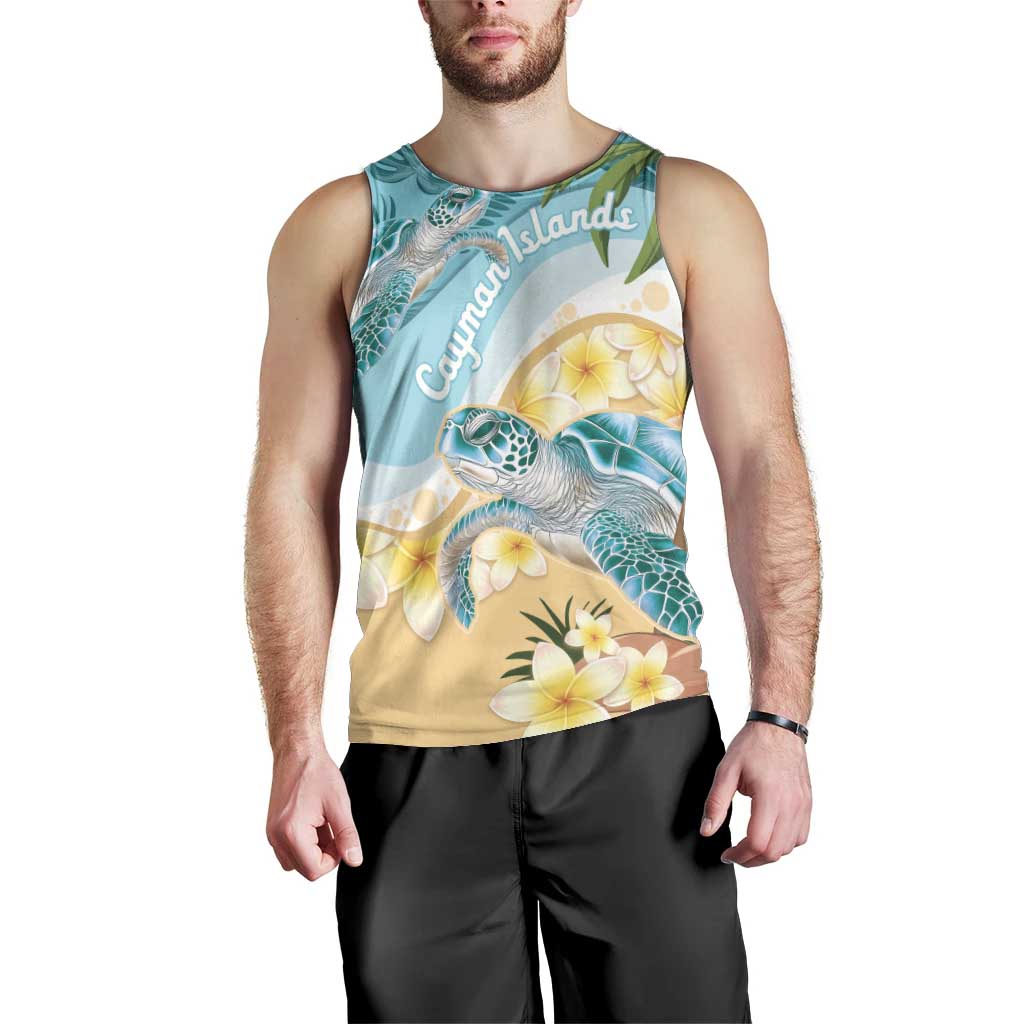 Cayman Islands Men Tank Top Sea Turtle Plumeria Tropical Vibes
