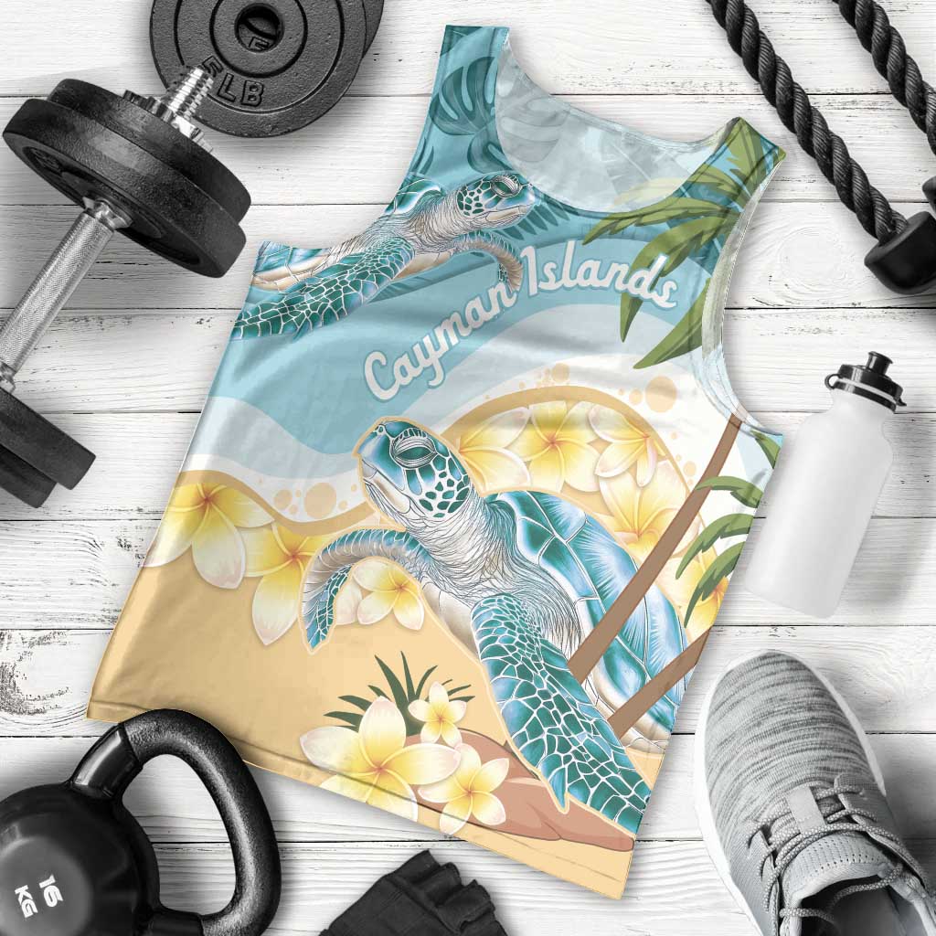 Cayman Islands Men Tank Top Sea Turtle Plumeria Tropical Vibes