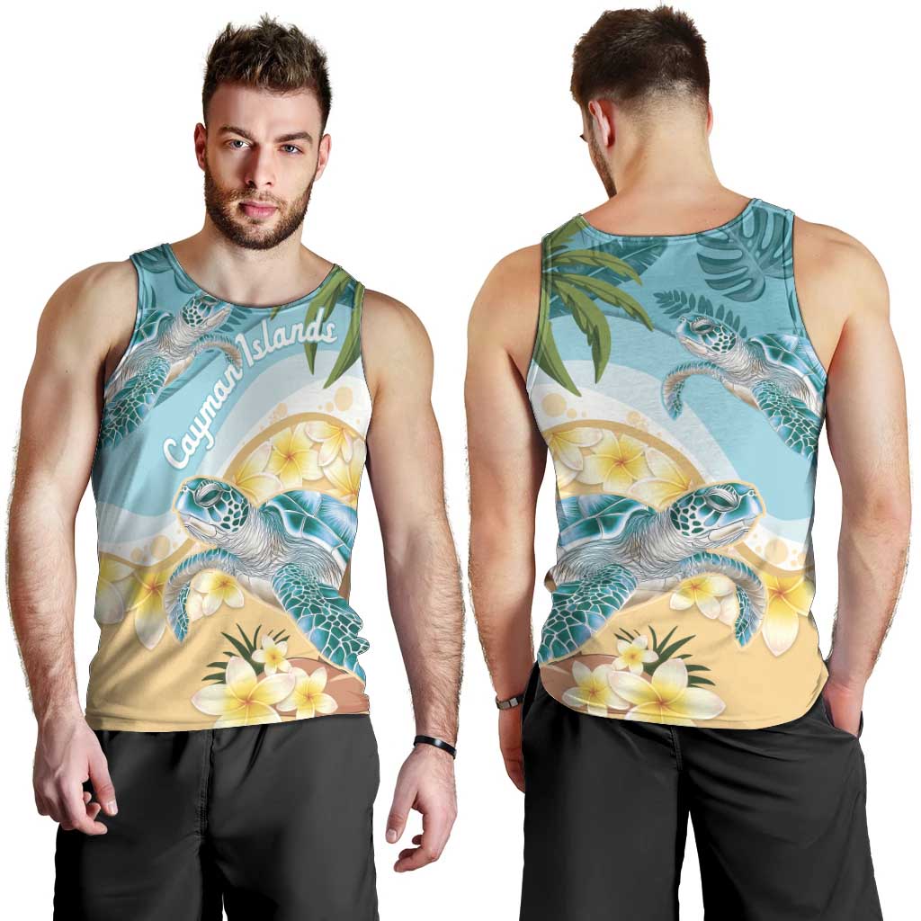 Cayman Islands Men Tank Top Sea Turtle Plumeria Tropical Vibes