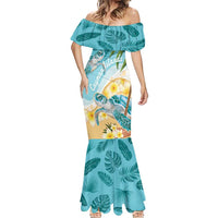 Cayman Islands Mermaid Dress Sea Turtle Plumeria Tropical Vibes