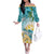 Cayman Islands Off The Shoulder Long Sleeve Dress Sea Turtle Plumeria Tropical Vibes