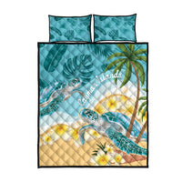 Cayman Islands Quilt Bed Set Sea Turtle Plumeria Tropical Vibes
