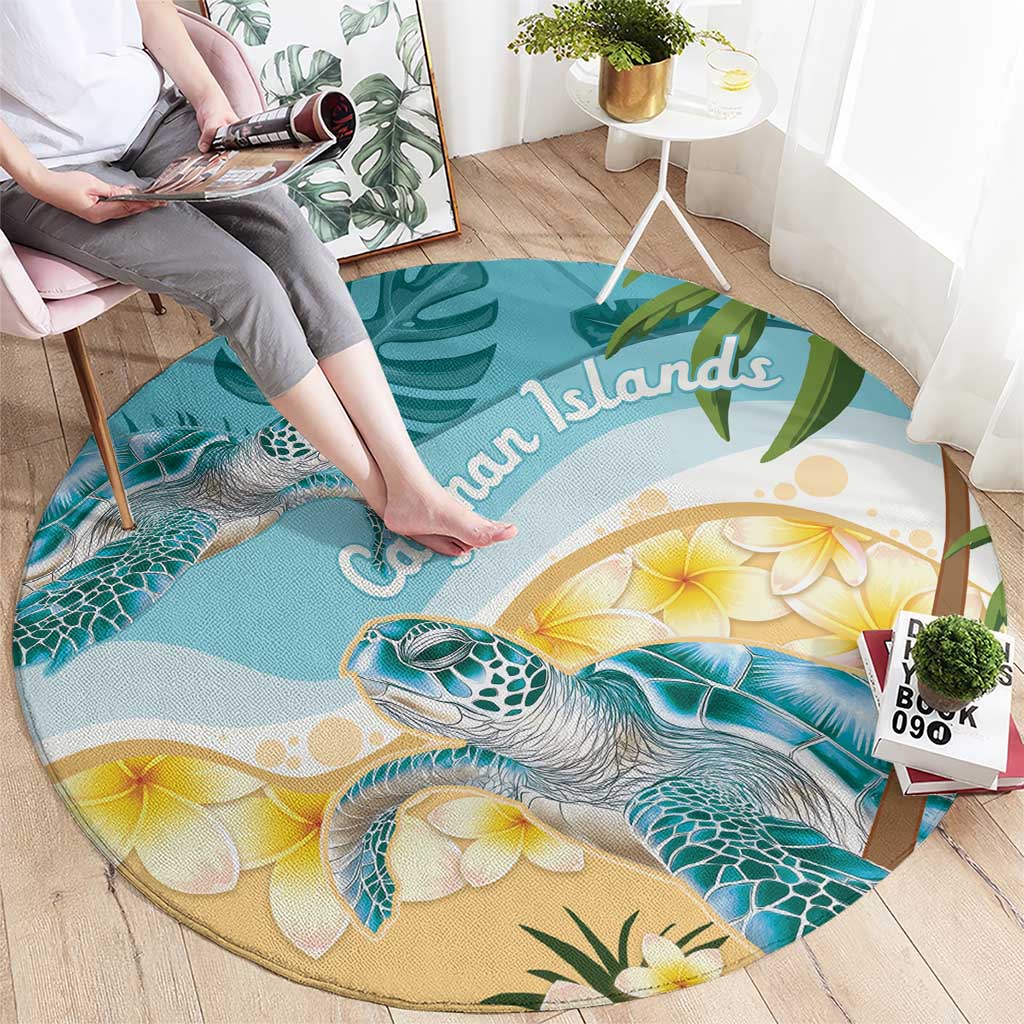 Cayman Islands Round Carpet Sea Turtle Plumeria Tropical Vibes