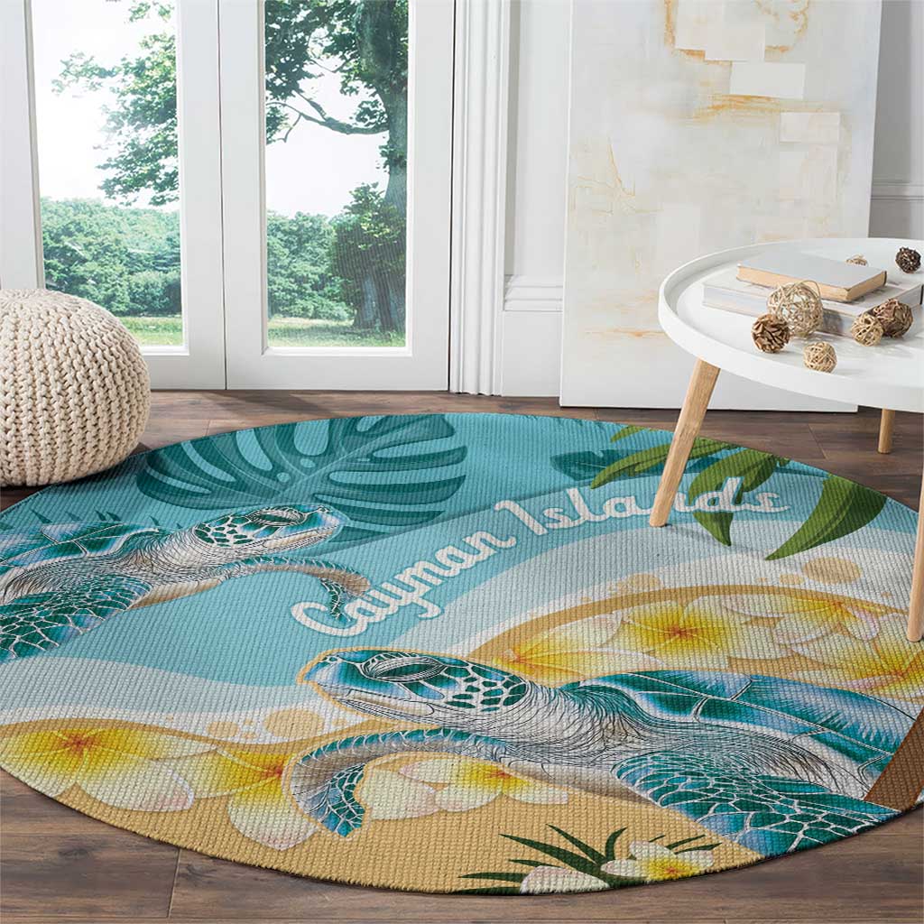 Cayman Islands Round Carpet Sea Turtle Plumeria Tropical Vibes