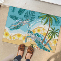 Cayman Islands Rubber Doormat Sea Turtle Plumeria Tropical Vibes