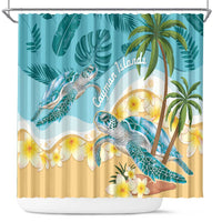 Cayman Islands Shower Curtain Sea Turtle Plumeria Tropical Vibes