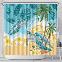 Cayman Islands Shower Curtain Sea Turtle Plumeria Tropical Vibes