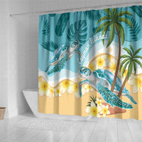 Cayman Islands Shower Curtain Sea Turtle Plumeria Tropical Vibes