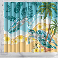 Cayman Islands Shower Curtain Sea Turtle Plumeria Tropical Vibes