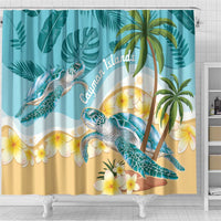 Cayman Islands Shower Curtain Sea Turtle Plumeria Tropical Vibes