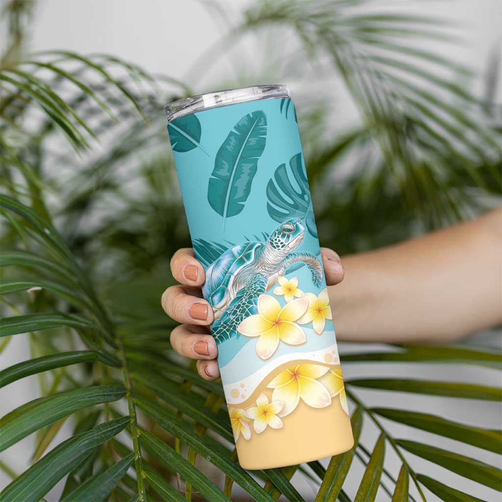 Cayman Islands Skinny Tumbler Sea Turtle Plumeria Tropical Vibes