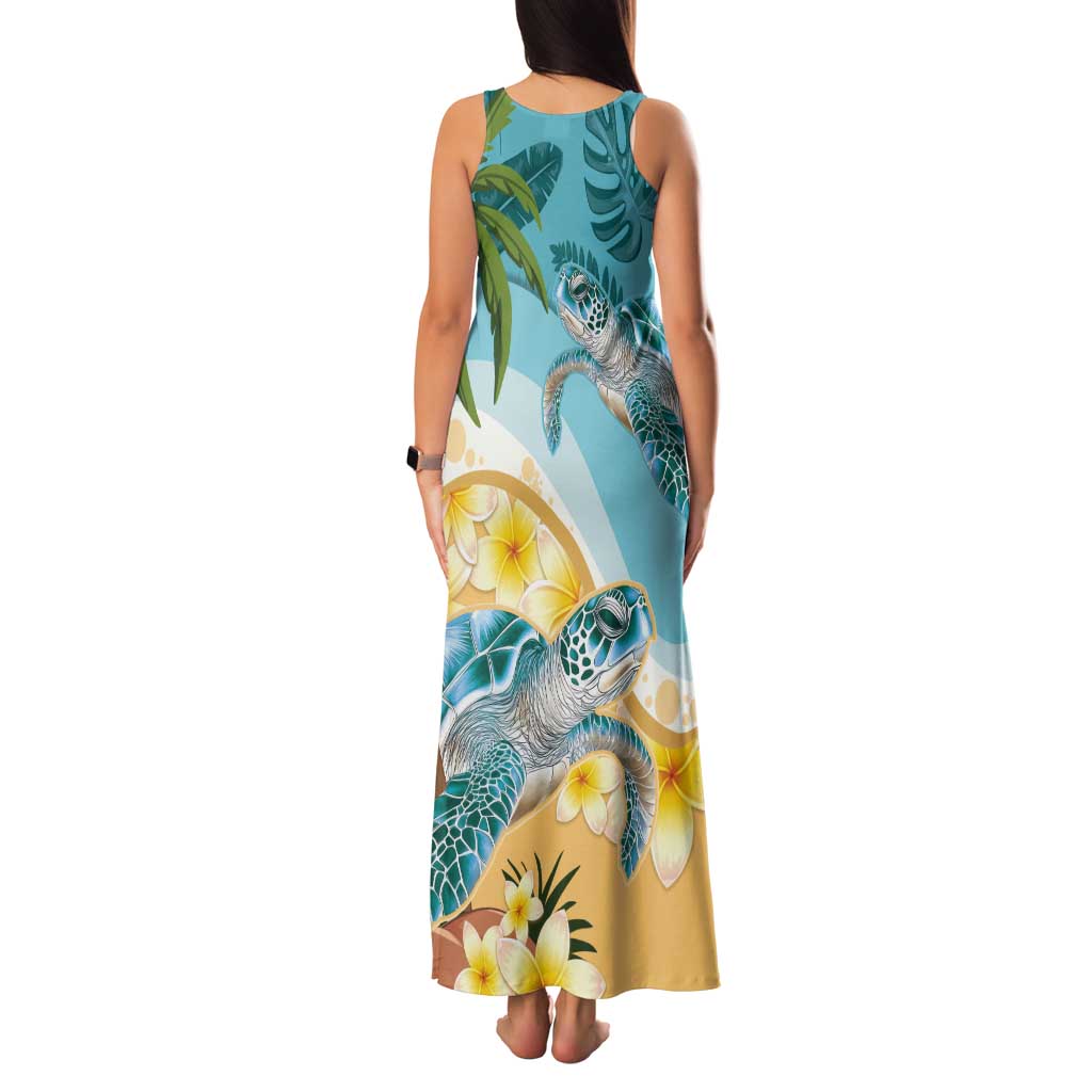 Cayman Islands Tank Maxi Dress Sea Turtle Plumeria Tropical Vibes