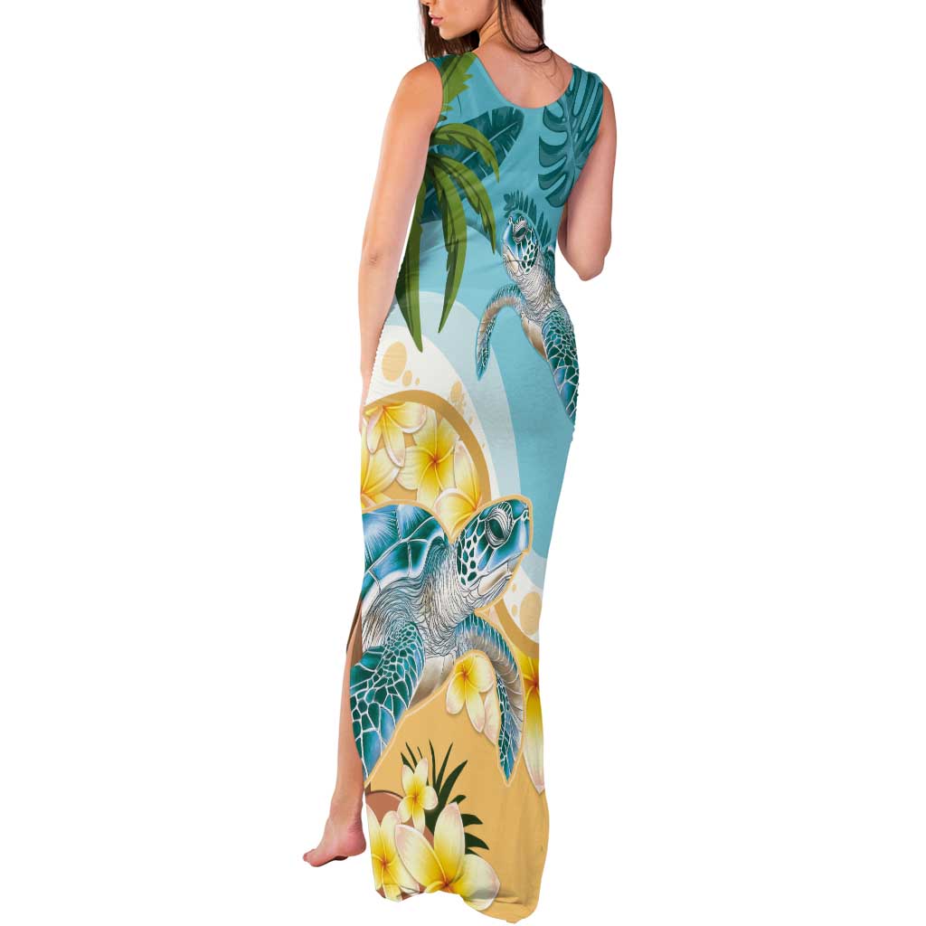 Cayman Islands Tank Maxi Dress Sea Turtle Plumeria Tropical Vibes