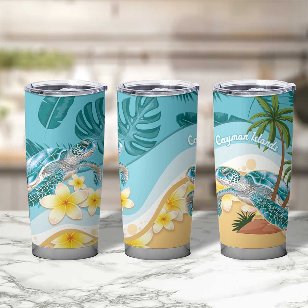 Cayman Islands Tumbler Cup Sea Turtle Plumeria Tropical Vibes