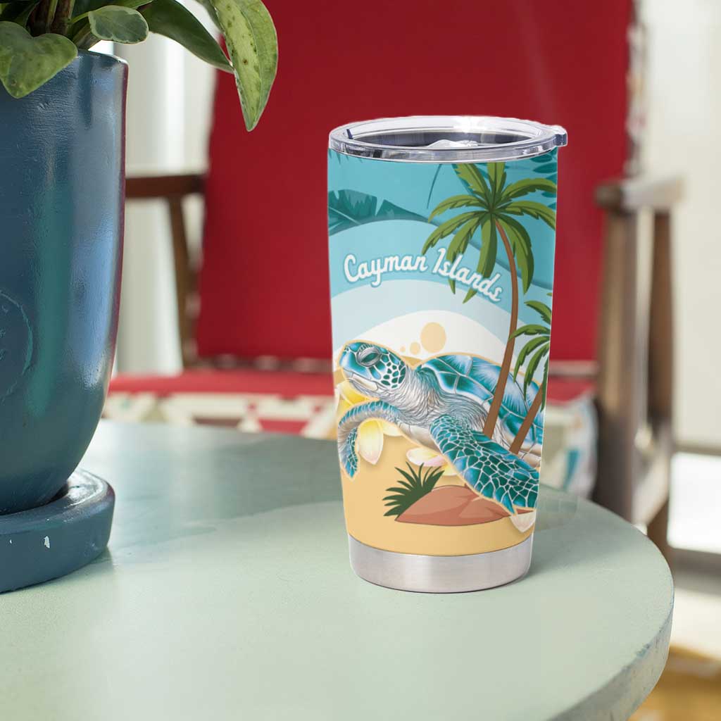 Cayman Islands Tumbler Cup Sea Turtle Plumeria Tropical Vibes