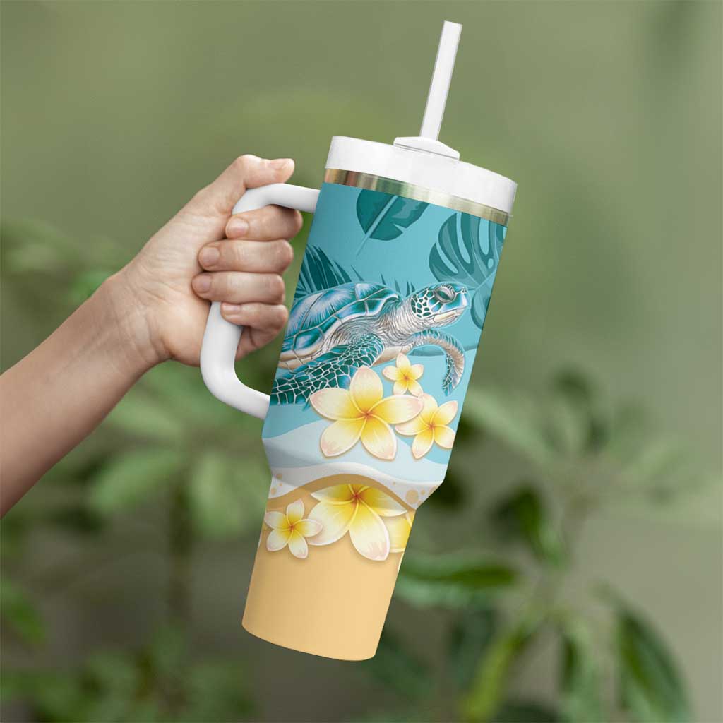 Cayman Islands Tumbler With Handle Sea Turtle Plumeria Tropical Vibes