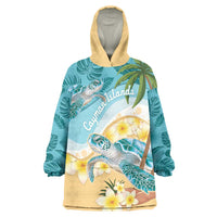 Cayman Islands Wearable Blanket Hoodie Sea Turtle Plumeria Tropical Vibes