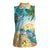 Cayman Islands Women Sleeveless Polo Shirt Sea Turtle Plumeria Tropical Vibes