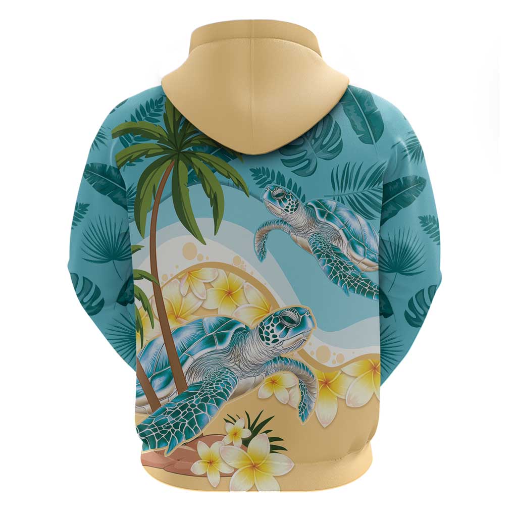 Cayman Islands Zip Hoodie Sea Turtle Plumeria Tropical Vibes