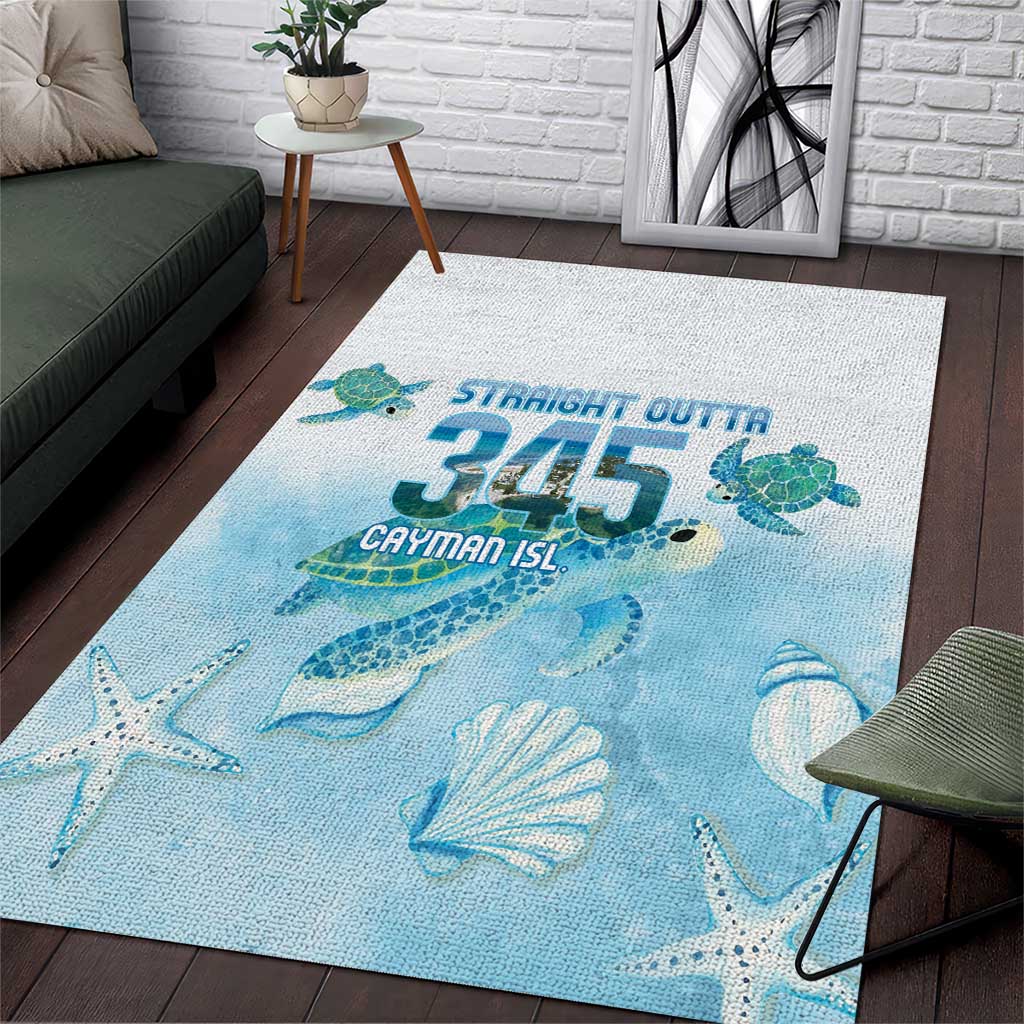Cayman Islands 345 Area Rug Sea Turtle Watercolor Style