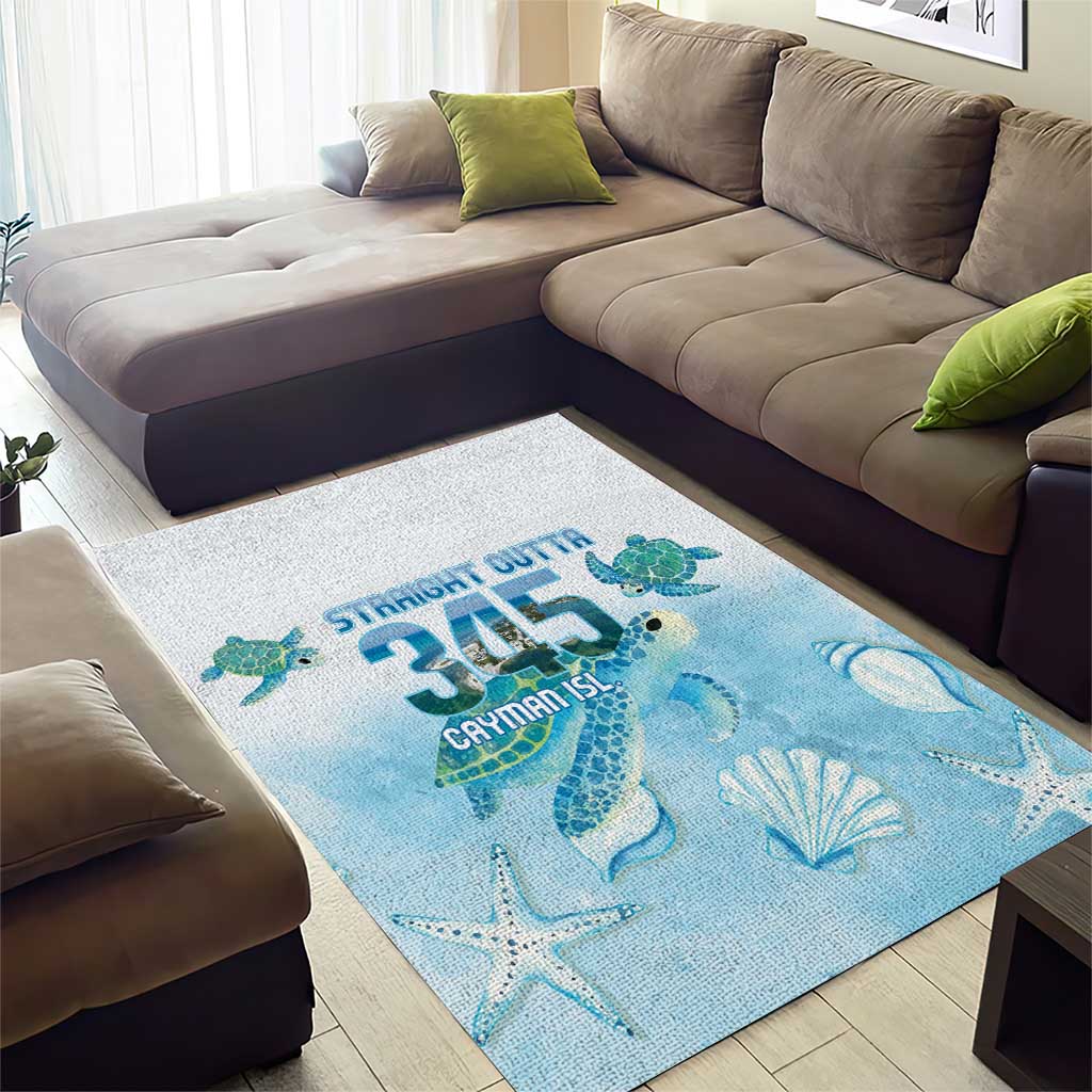 Cayman Islands 345 Area Rug Sea Turtle Watercolor Style