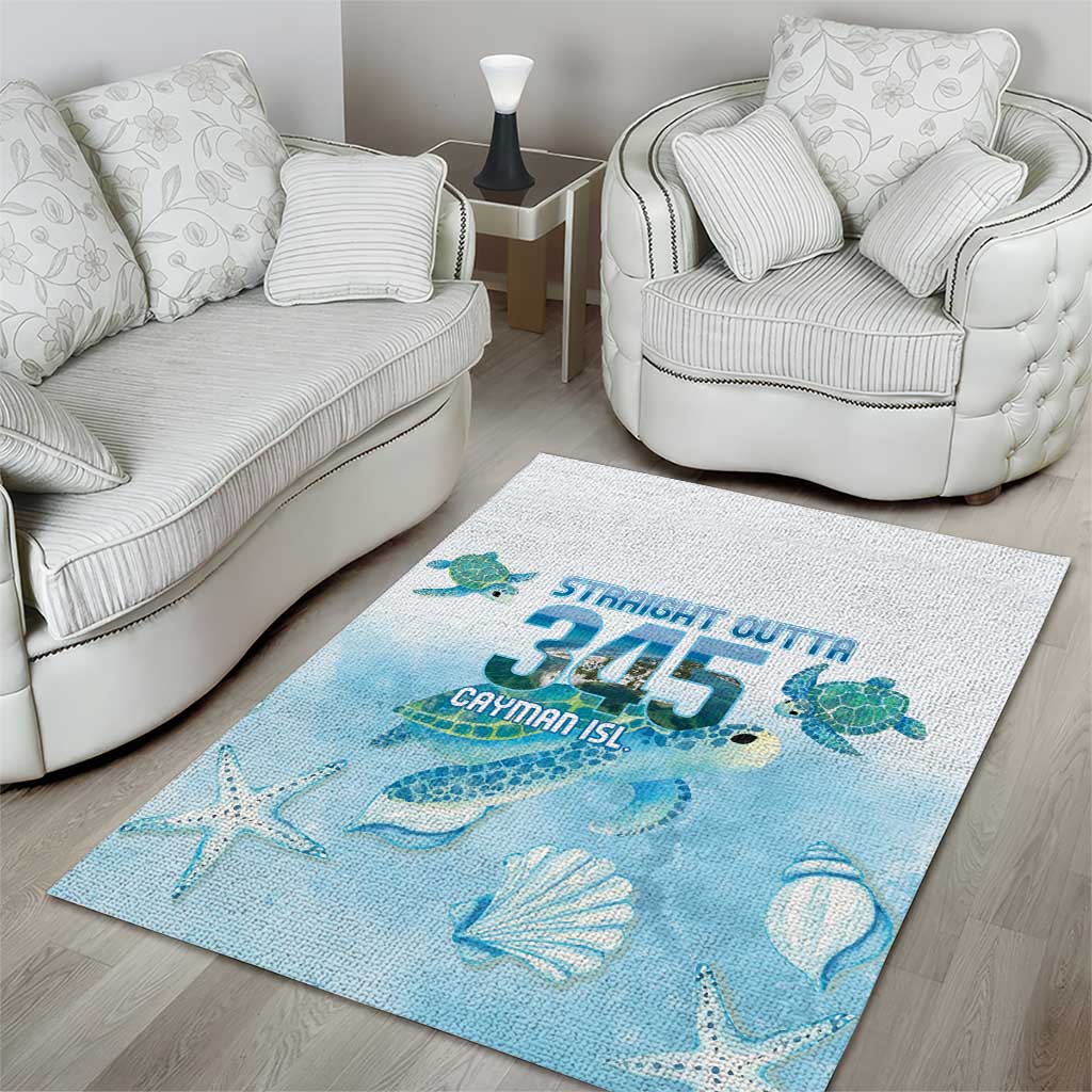 Cayman Islands 345 Area Rug Sea Turtle Watercolor Style