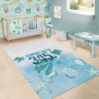 Cayman Islands 345 Area Rug Sea Turtle Watercolor Style