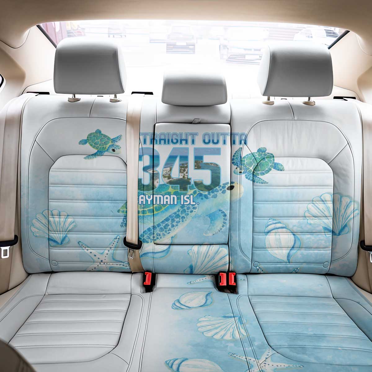 Cayman Islands 345 Back Car Seat Cover Sea Turtle Watercolor Style