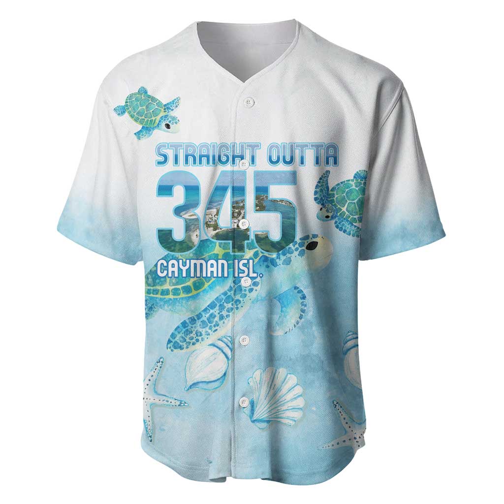Cayman Islands 345 Baseball Jersey Sea Turtle Watercolor Style