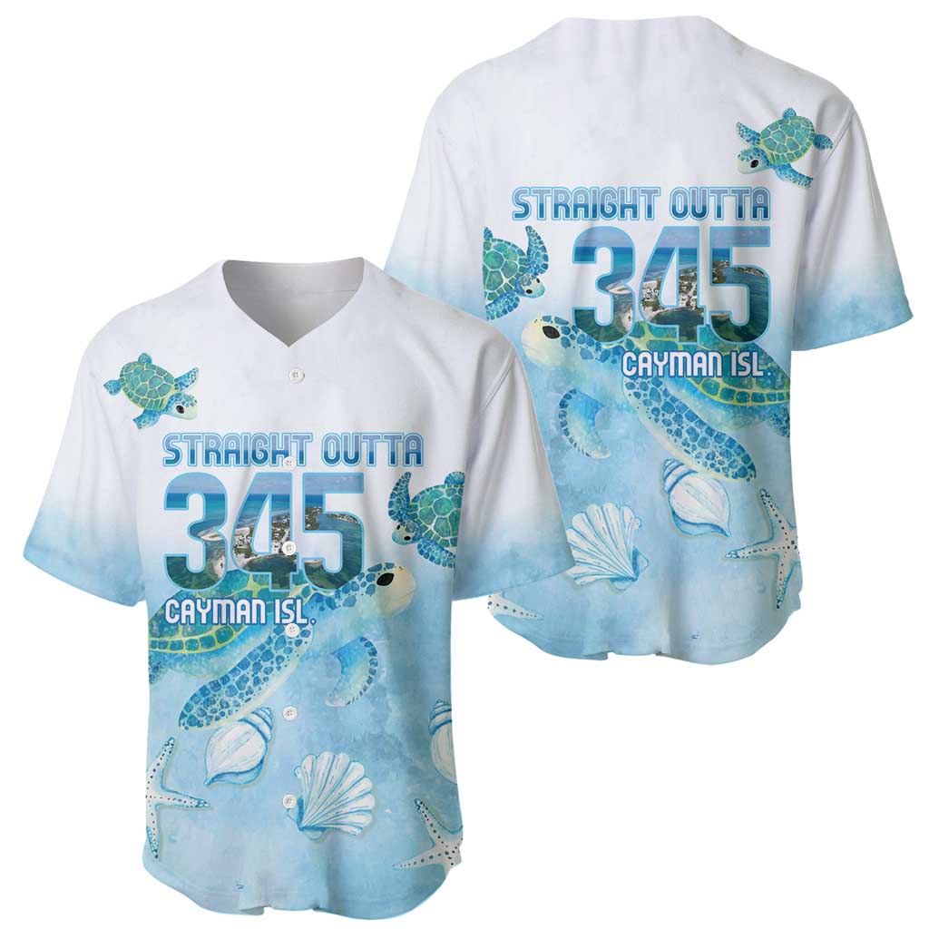Cayman Islands 345 Baseball Jersey Sea Turtle Watercolor Style