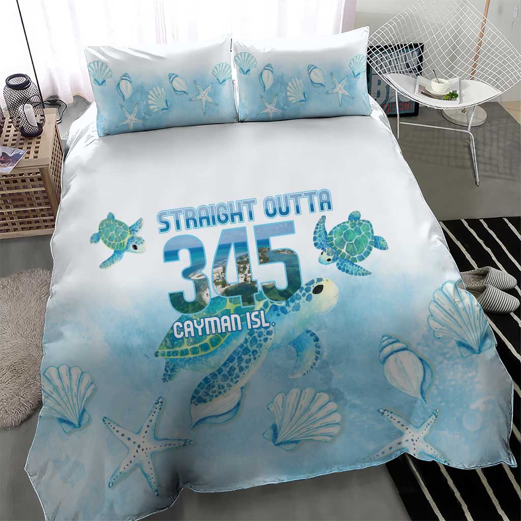 Cayman Islands 345 Bedding Set Sea Turtle Watercolor Style