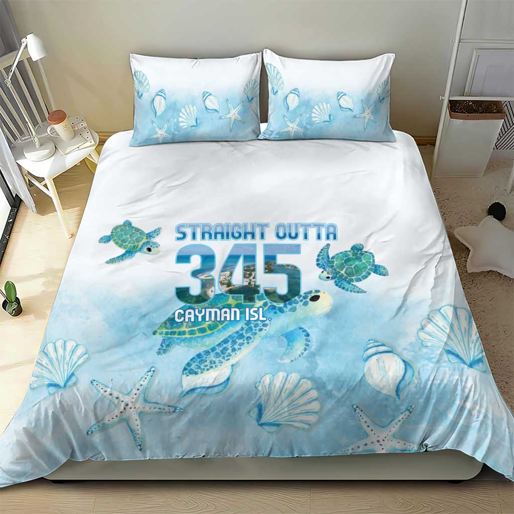 Cayman Islands 345 Bedding Set Sea Turtle Watercolor Style