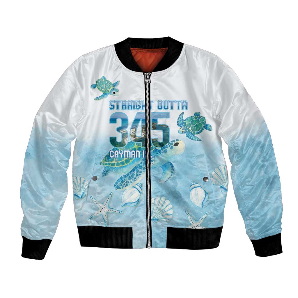 Cayman Islands 345 Bomber Jacket Sea Turtle Watercolor Style