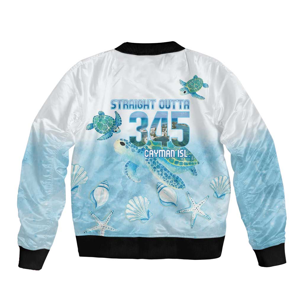 Cayman Islands 345 Bomber Jacket Sea Turtle Watercolor Style