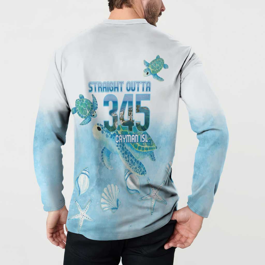 Cayman Islands 345 Button Sweatshirt Sea Turtle Watercolor Style