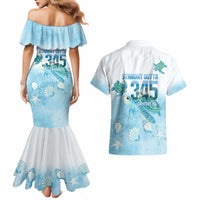 Cayman Islands 345 Couples Matching Mermaid Dress and Hawaiian Shirt Sea Turtle Watercolor Style