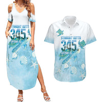 Cayman Islands 345 Couples Matching Summer Maxi Dress and Hawaiian Shirt Sea Turtle Watercolor Style
