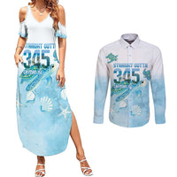Cayman Islands 345 Couples Matching Summer Maxi Dress and Long Sleeve Button Shirt Sea Turtle Watercolor Style
