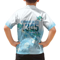 Cayman Islands 345 Family Matching Long Sleeve Bodycon Dress and Hawaiian Shirt Sea Turtle Watercolor Style