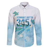 Cayman Islands 345 Family Matching Long Sleeve Bodycon Dress and Hawaiian Shirt Sea Turtle Watercolor Style