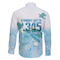 Cayman Islands 345 Family Matching Off The Shoulder Long Sleeve Dress and Hawaiian Shirt Sea Turtle Watercolor Style