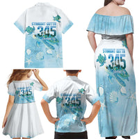 Cayman Islands 345 Family Matching Off Shoulder Maxi Dress and Hawaiian Shirt Sea Turtle Watercolor Style