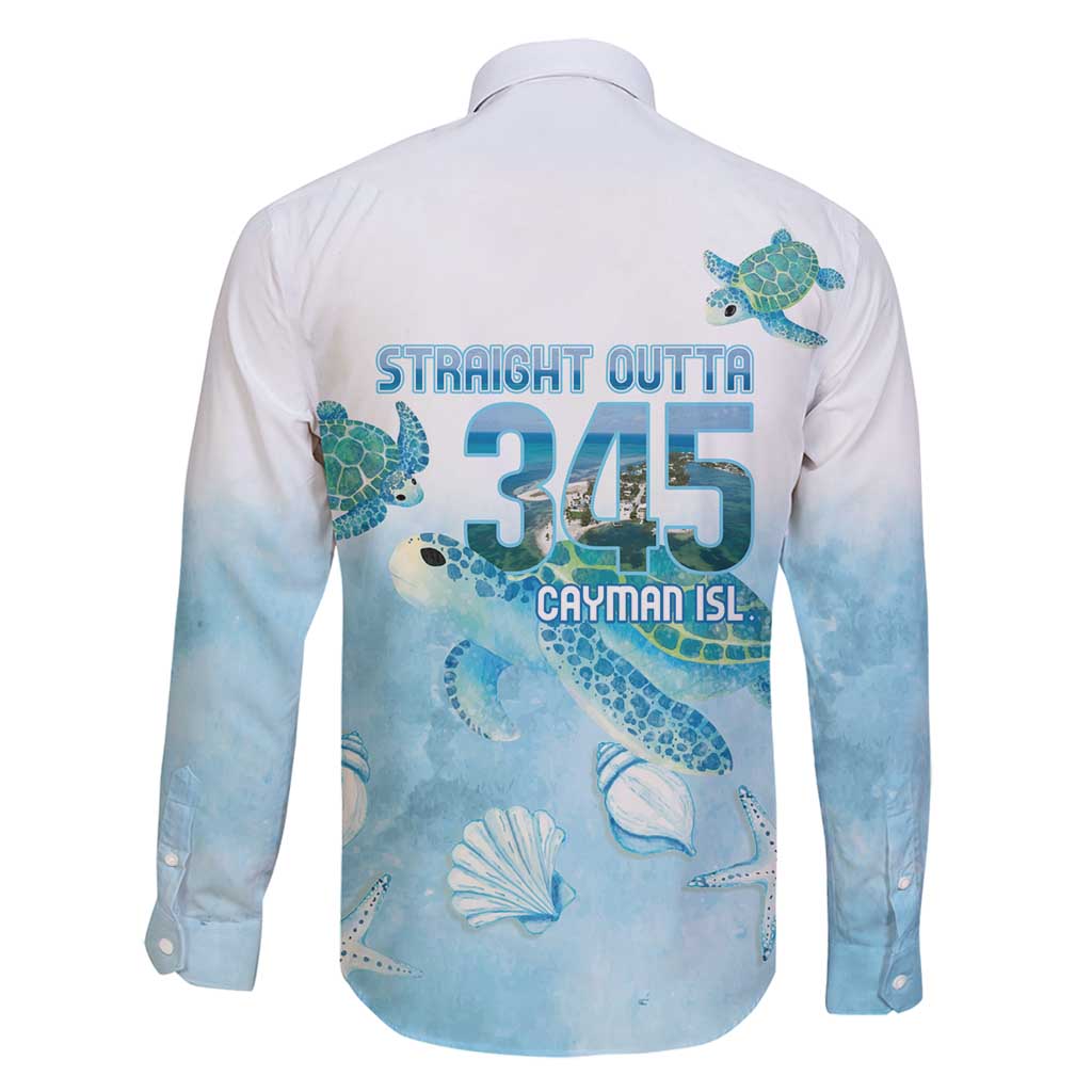 Cayman Islands 345 Family Matching Off Shoulder Short Dress and Hawaiian Shirt Sea Turtle Watercolor Style