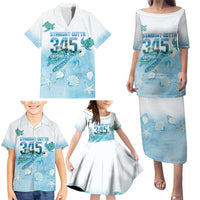 Cayman Islands 345 Family Matching Puletasi and Hawaiian Shirt Sea Turtle Watercolor Style