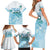 Cayman Islands 345 Family Matching Short Sleeve Bodycon Dress and Hawaiian Shirt Sea Turtle Watercolor Style