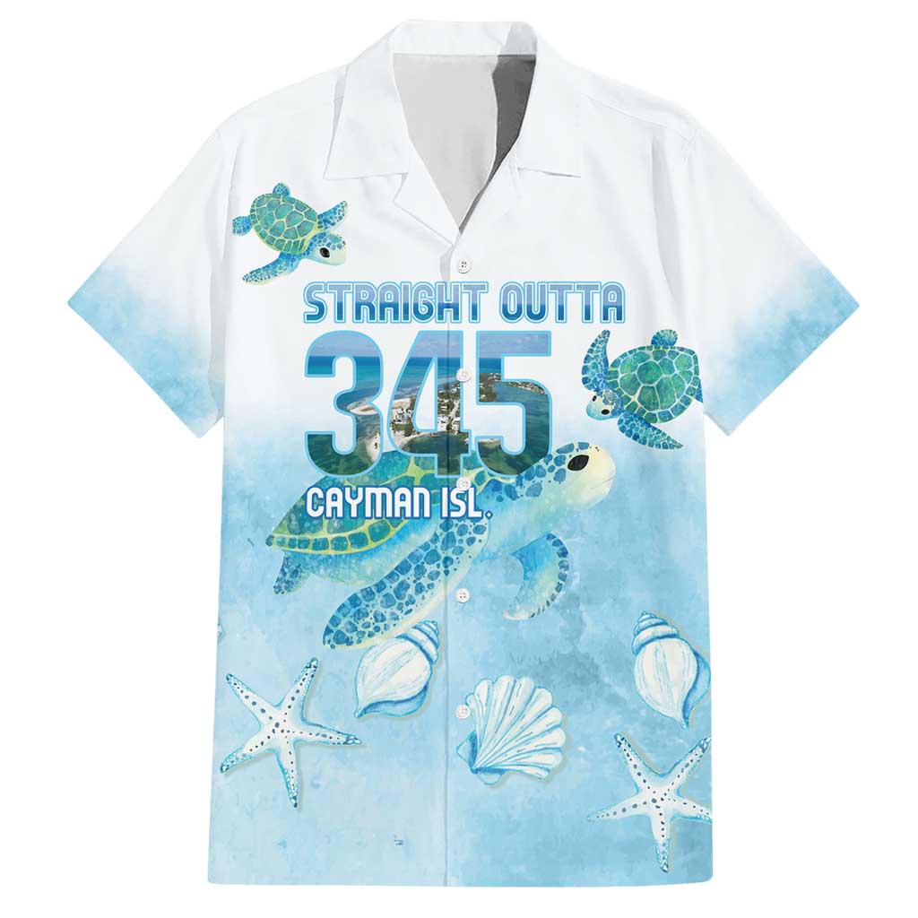 Cayman Islands 345 Family Matching Short Sleeve Bodycon Dress and Hawaiian Shirt Sea Turtle Watercolor Style