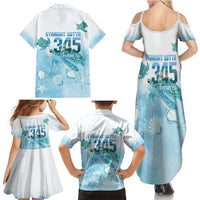Cayman Islands 345 Family Matching Summer Maxi Dress and Hawaiian Shirt Sea Turtle Watercolor Style